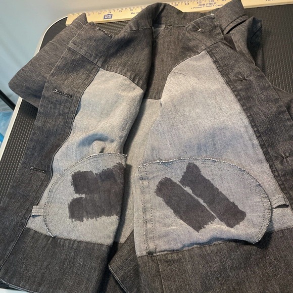 Cambridge Dry Goods Black Smock Short Dress Denim Jacket 3/4 Sleeve XL - Picture 9 of 9